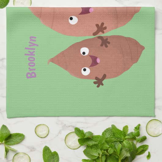 かわいいサツマイモの漫画野菜 キッチンタオル (折り畳み)