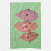 かわいいサツマイモの漫画野菜 キッチンタオル (縦)