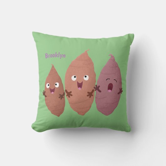 かわいいサツマイモの漫画野菜 クッション (正面)