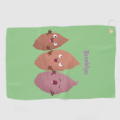 かわいいサツマイモの漫画野菜 ゴルフタオル (横)