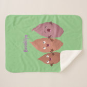 かわいいサツマイモの漫画野菜 シェルパブランケット (正面(横))