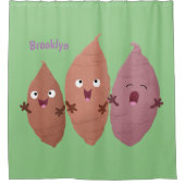 かわいいサツマイモの漫画野菜 シャワーカーテン (正面)