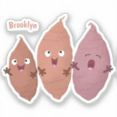 かわいいサツマイモの漫画野菜 シール (正面)