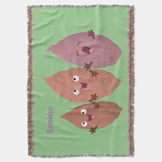 かわいいサツマイモの漫画野菜 スローブランケット (正面縦)