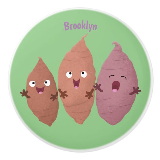 かわいいサツマイモの漫画野菜 セラミックノブ (正面)