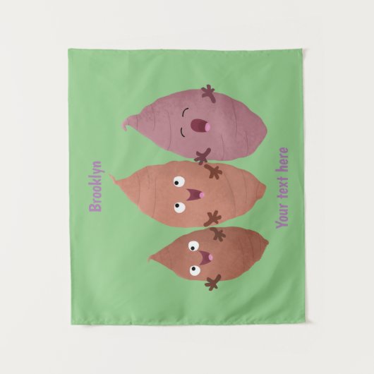 かわいいサツマイモの漫画野菜 タペストリー (正面)