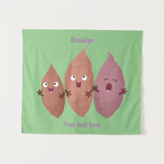 かわいいサツマイモの漫画野菜 タペストリー (正面(横))