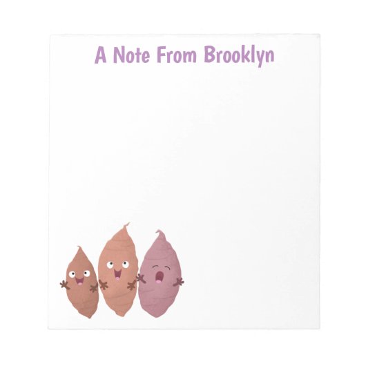 かわいいサツマイモの漫画野菜 ノートパッド (正面)