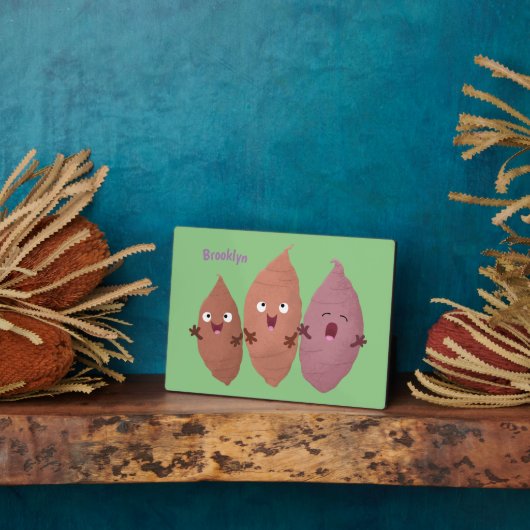 かわいいサツマイモの漫画野菜 フォトプラーク (側面)