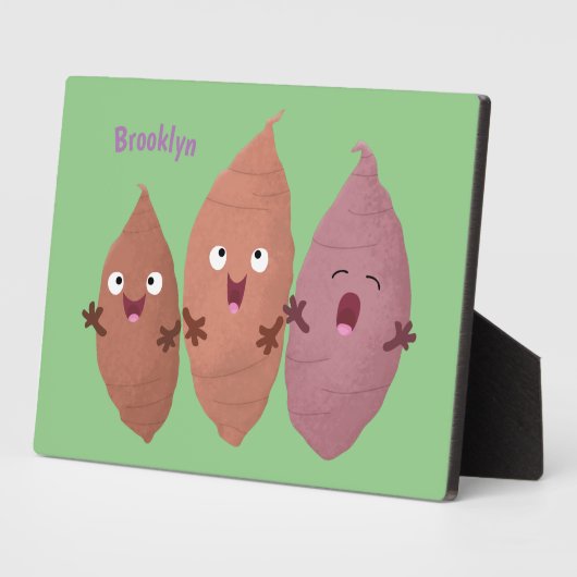 かわいいサツマイモの漫画野菜 フォトプラーク (側面)