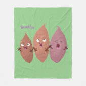 かわいいサツマイモの漫画野菜 フリースブランケット (正面)