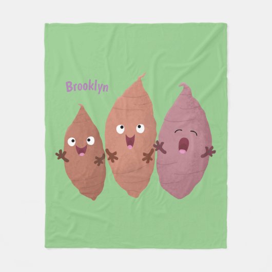 かわいいサツマイモの漫画野菜 フリースブランケット (正面)