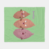 かわいいサツマイモの漫画野菜 フリースブランケット (正面(横))