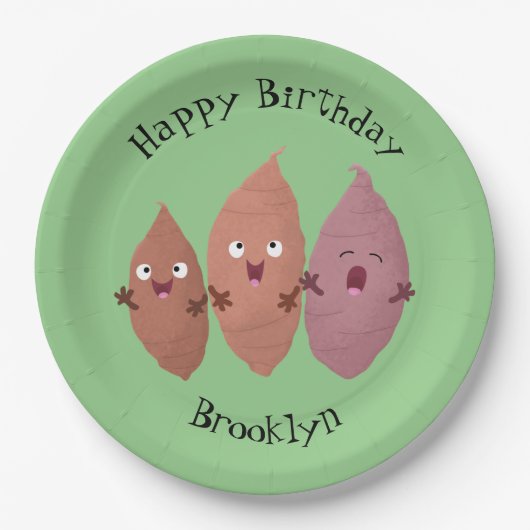 かわいいサツマイモの漫画野菜 ペーパープレート (正面)