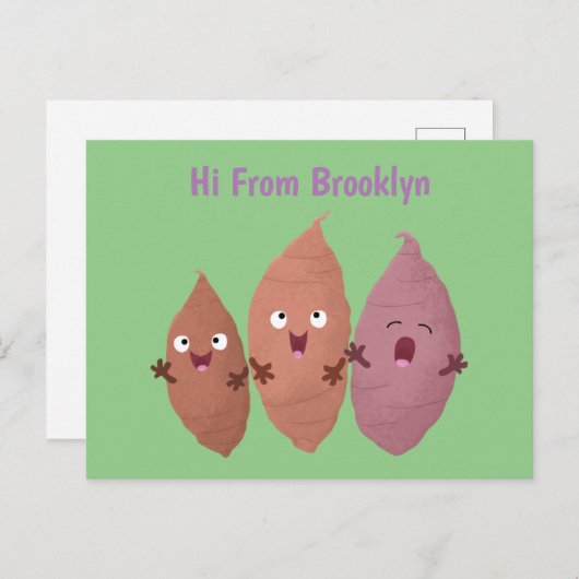 かわいいサツマイモの漫画野菜 ポストカード (正面/裏面)