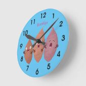 かわいいサツマイモの漫画野菜 ラウンド壁時計 (傾斜)