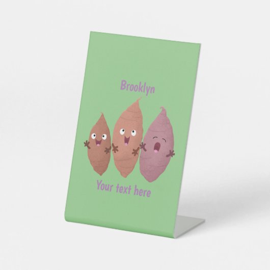 かわいいサツマイモの漫画野菜 台座サイン (正面)