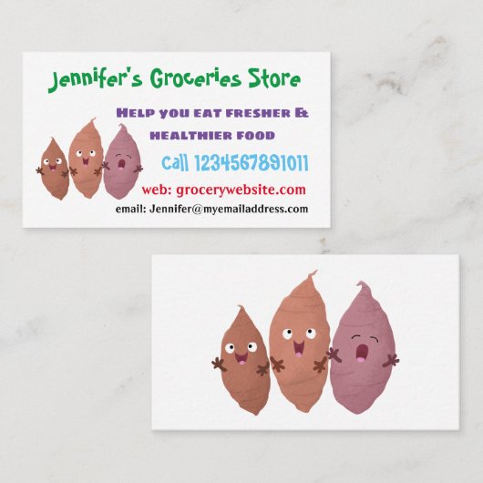 かわいいサツマイモの漫画野菜 名刺 (正面/裏面)