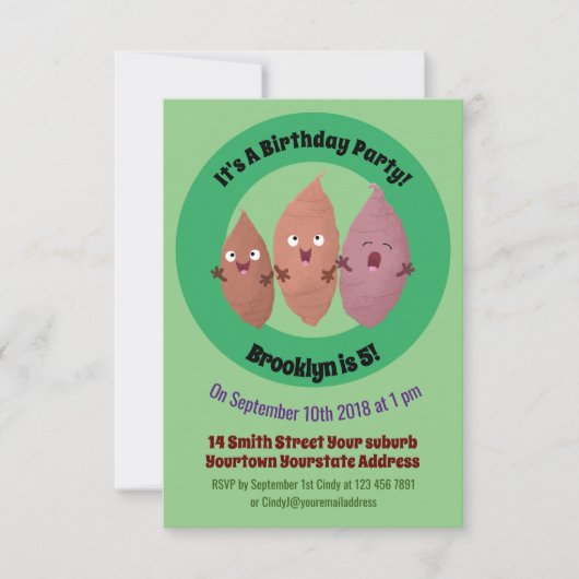 かわいいサツマイモの漫画野菜 招待状 (正面)