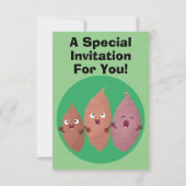 かわいいサツマイモの漫画野菜 招待状 (裏面)