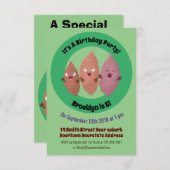 かわいいサツマイモの漫画野菜 招待状 (正面/裏面)