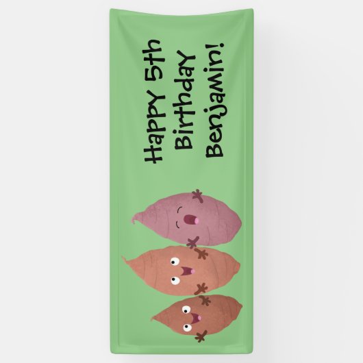 かわいいサツマイモの漫画野菜 横断幕 (縦)