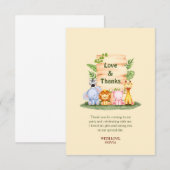 かわいいサバンナの動物子供の誕生日 サンキューカード (正面/裏面)