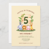 かわいいサバンナの動物子供の誕生日 招待状 (正面/裏面)