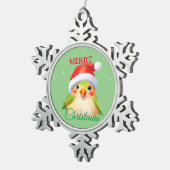 かわいいサファリのアニマルバードサンタクリスマスコスチューム スノーフレークピューターオーナメント (右)