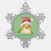 かわいいサファリのアニマルバードサンタクリスマスコスチューム スノーフレークピューターオーナメント (正面)
