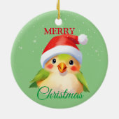 かわいいサファリのアニマルバードサンタクリスマスコスチューム セラミックオーナメント (裏面)