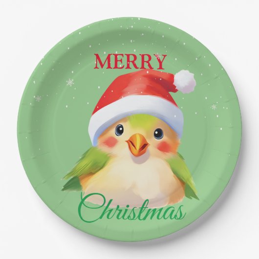 かわいいサファリのアニマルバードサンタクリスマスコスチューム ペーパープレート (正面)