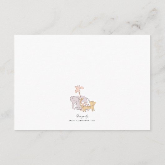 かわいいサファリのキリン挿入カードを持ち込む エンクロージャーカード (裏面)