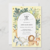 かわいいサファリのシャワーをすすって男女兼用見る 招待状 (正面)