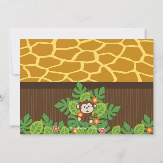 かわいいサファリのジャングルのバースデーパーティ招待状 招待状 (裏面)