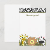 かわいいサファリのジャングルのベビーシャワーの平らなサンキューカード サンキューカード (正面/裏面)