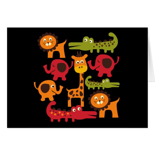 かわいいサファリのジャングルの動物園動物のプリントのギフト (正面横)