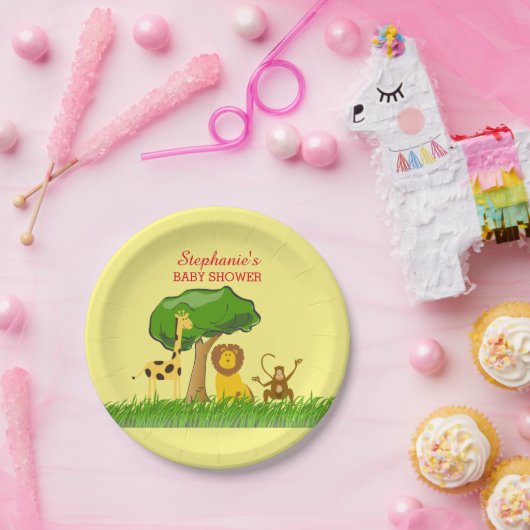かわいいサファリのジャングル動物のカスタムなベビーシャワー ペーパープレート (パーティー)