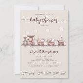 かわいいサファリのベビーアニマルがベビーシャワーをトレーニング 招待状 (正面)