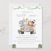 かわいいサファリのワイルドワンバースデー招待状 シーズンカード (正面)