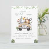 かわいいサファリのワイルドワンバースデー招待状 シーズンカード (スタンド正面)