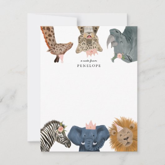 かわいいサファリの動物たちがノートカード ノートカード (正面)