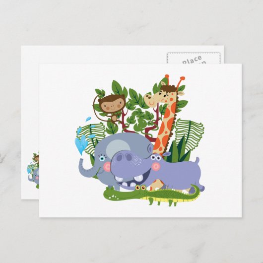 かわいいサファリの動物たち ポストカード (正面/裏面)