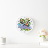 かわいいサファリの動物たち ラウンド壁時計 (ホーム)