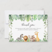 かわいいサファリの動物のサンキューカード サンキューカード (正面)
