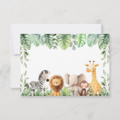 かわいいサファリの動物のサンキューカード サンキューカード (裏面)