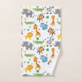 かわいいサファリの動物の子供部屋パターン バスタオルセット (ハンドタオル)
