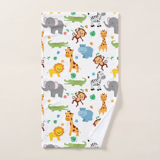 かわいいサファリの動物の子供部屋パターン バスタオルセット (ハンドタオル)