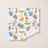 かわいいサファリの動物の子供部屋パターン バスタオルセット (ウォッシュタオル)
