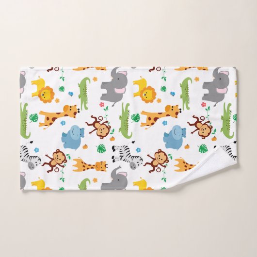 かわいいサファリの動物の子供部屋パターン バスタオルセット (ハンドタオル)